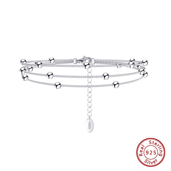 Women's 925 Silver Heart Shape Bead Electroplated Bracelet Jewelry