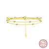 Women's 925 Silver Heart Shape Bead Electroplated Bracelet Jewelry