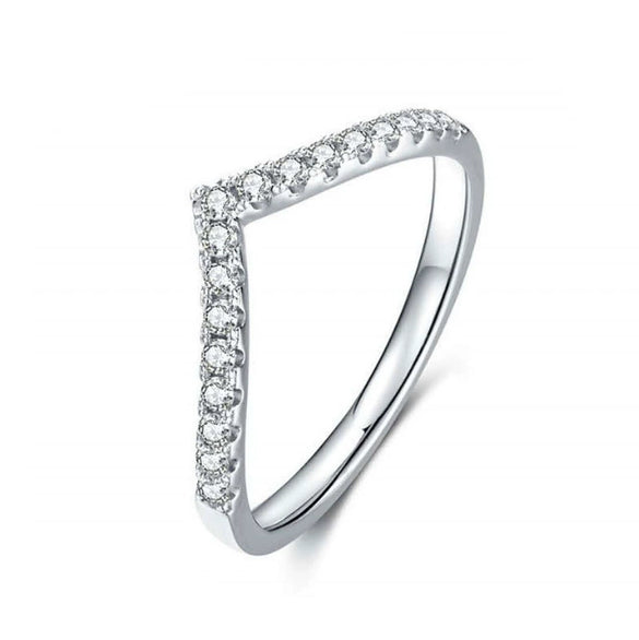 Women's 925 Silver Imitation Stone Ring Set With Ushape Design