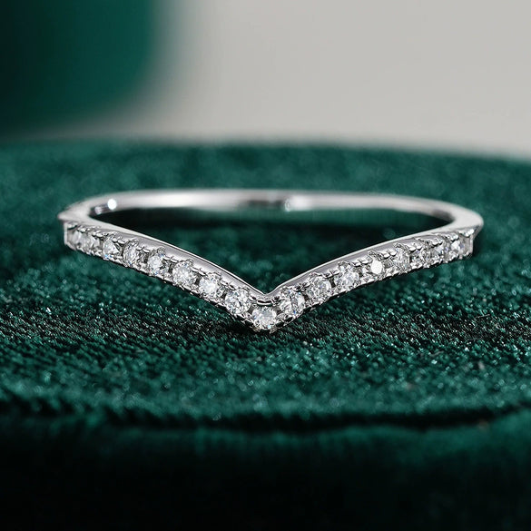 Women's 925 Silver Imitation Stone Ring Set With Ushape Design