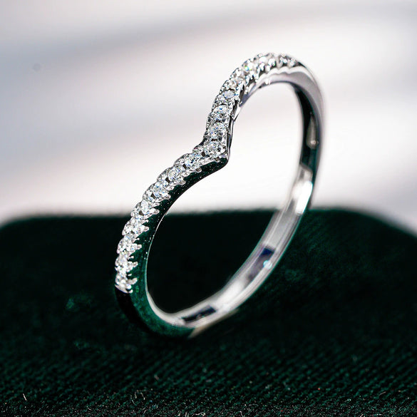Women's 925 Silver Imitation Stone Ring Set With Ushape Design