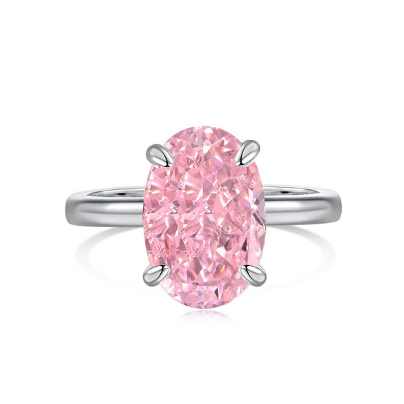 Women's Silver Jewelry Oval Geometric Ring With Electroplating Design