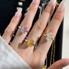 Women's Silver Jewelry Oval Geometric Ring With Electroplating Design