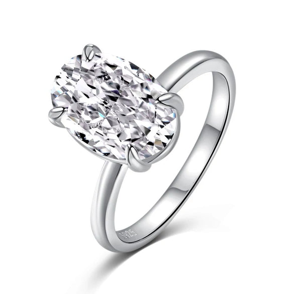 Women's Silver Jewelry Oval Geometric Ring With Electroplating Design