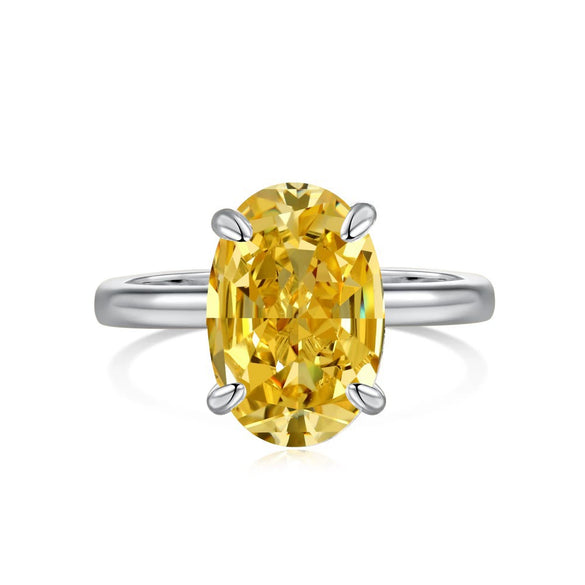 Women's Silver Jewelry Oval Geometric Ring With Electroplating Design