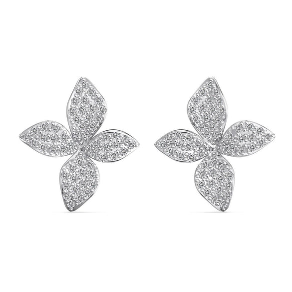 Women's 925 Silver Jewelry Set With Plants Flowers Pattern Minimalist Style Clavicle Chain Included