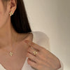 Women's 925 Silver Jewelry Set With Plants Flowers Pattern Minimalist Style Clavicle Chain Included