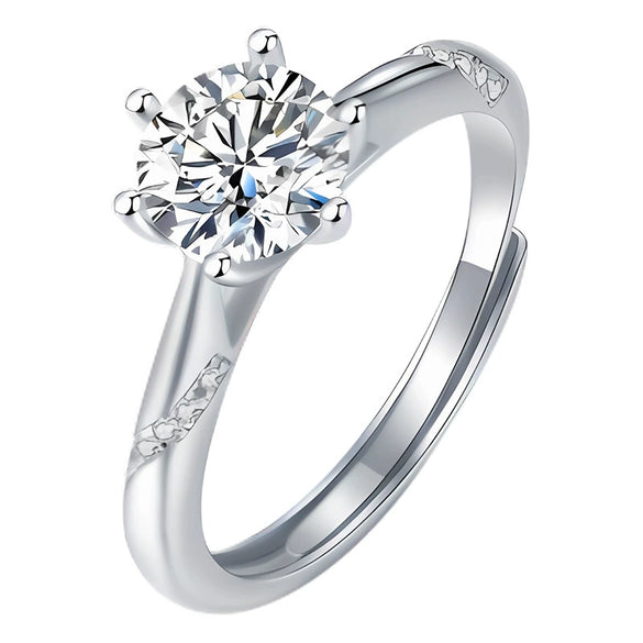 Women's 925 Silver 18K Gold Plated Round Groupset Moissanite Inlay Geometric Sweet Minimalist Ring