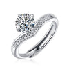 Women's 925 Silver 18K Gold Plated Round Groupset Moissanite Inlay Geometric Sweet Minimalist Ring