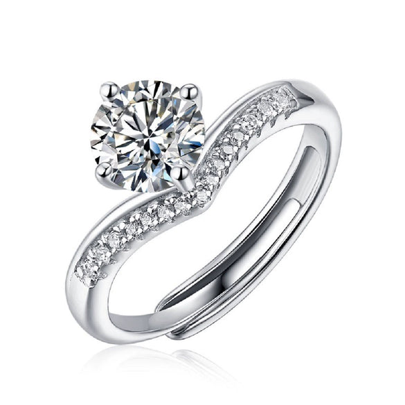 Women's 925 Silver 18K Gold Plated Round Groupset Moissanite Inlay Geometric Sweet Minimalist Ring