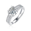 Women's 925 Silver 18K Gold Plated Round Groupset Moissanite Inlay Geometric Sweet Minimalist Ring