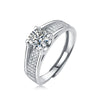 Women's 925 Silver 18K Gold Plated Round Groupset Moissanite Inlay Geometric Sweet Minimalist Ring