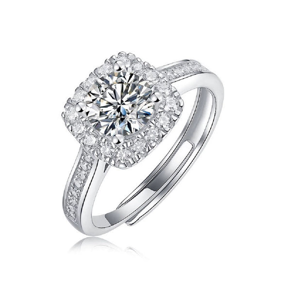 Women's 925 Silver 18K Gold Plated Round Groupset Moissanite Inlay Geometric Sweet Minimalist Ring