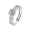 Women's 925 Silver 18K Gold Plated Round Groupset Moissanite Inlay Geometric Sweet Minimalist Ring