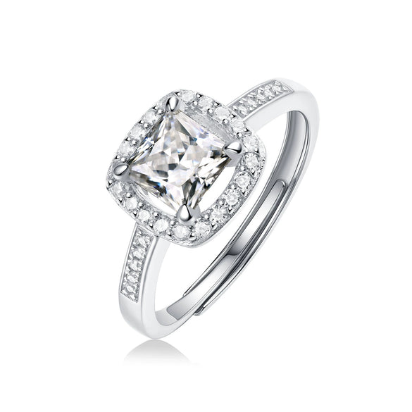 Women's 925 Silver 18K Gold Plated Round Groupset Moissanite Inlay Geometric Sweet Minimalist Ring