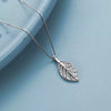 Women's 925 Silver Leaf Pendant Necklace With Box Chain Elegant Light Luxury Floral Style Jewelry