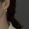 Women's Silver Letter H Double Piercing Earrings With Electroplated Finish And Minimalist Design