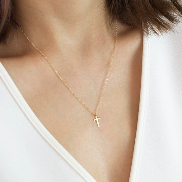 Women's 925 Silver Minimalist Cross Necklace With O Chain Geometric Pendant Electroplated Simple Clavicle Choker