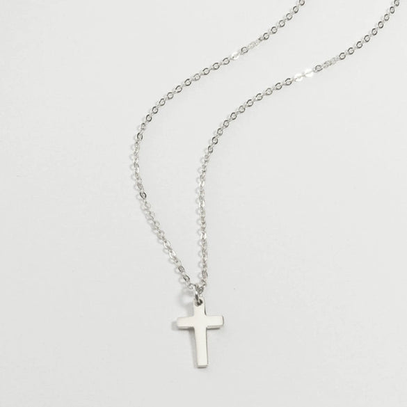 Women's 925 Silver Minimalist Cross Necklace With O Chain Geometric Pendant Electroplated Simple Clavicle Choker