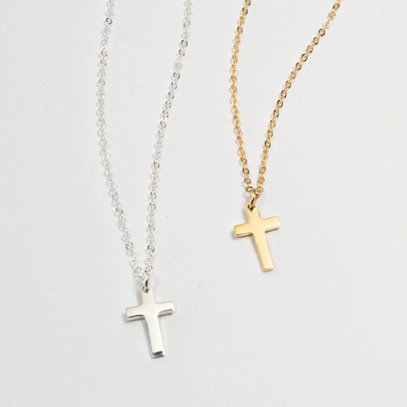 Women's 925 Silver Minimalist Cross Necklace With O Chain Geometric Pendant Electroplated Simple Clavicle Choker