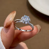 Women's 925 Silver Moissanite Flower Bud Five Claw Ring With Geometric Pattern And Electroplating Treatment For Proposal And Wedding