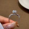 Women's 925 Silver Moissanite Flower Bud Five Claw Ring With Geometric Pattern And Electroplating Treatment For Proposal And Wedding
