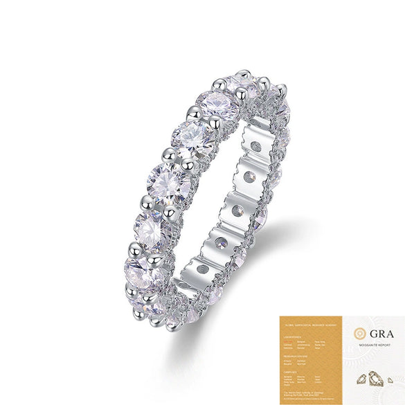 Women's 925 Silver Moissanite Ring Geometric Style Set With Diamonds