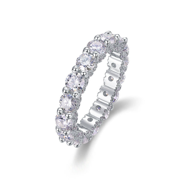 Women's 925 Silver Moissanite Ring Geometric Style Set With Diamonds