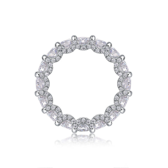Women's 925 Silver Moissanite Ring Geometric Style Set With Diamonds