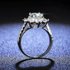 Women's Silver Moissanite Ring With Geometric Pattern And Diamond Treatment