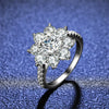 Women's Silver Moissanite Ring With Geometric Pattern And Diamond Treatment