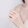 Women's 925 Silver Moissanite Ring With Six Prong Setting Geometric Straight Band Electroplated Fashion Ring