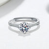 Women's 925 Silver Moissanite Ring With Six Prong Setting Geometric Straight Band Electroplated Fashion Ring