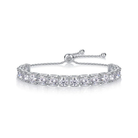 Women's 925 Silver Moissanite Tennis Bracelet Fashionable Geometric Style Set With Diamonds