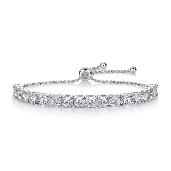 Women's 925 Silver Moissanite Tennis Bracelet Fashionable Geometric Style Set With Diamonds