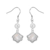 Women's Silver Natural Pearl Geometric Style Earrings With 14K Gold Plating