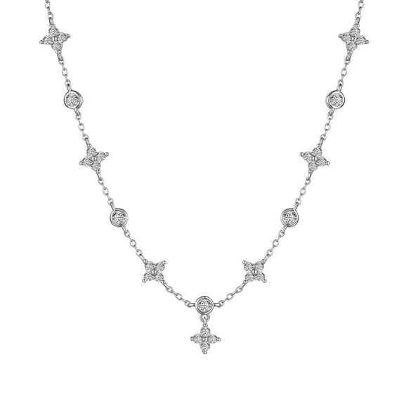 Women's Silver Necklace Geometric Cross Chain Electroplated 925 Silver Jewelry