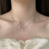 Women's Silver Necklace Geometric Cross Chain Electroplated 925 Silver Jewelry