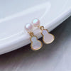 Women's 925 Silver Needle Freshwater Pearl Gourd Earrings