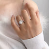 Women's 925 Silver Oval Ice Flower High Carbon Diamond Ring With Geometric And Ushape Design And Electroplating Treatment