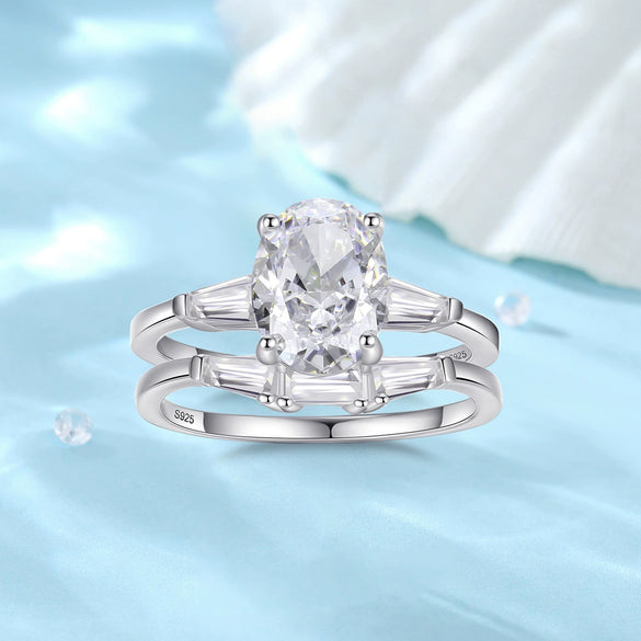Women's 925 Silver Oval Ice Flower High Carbon Diamond Ring With Geometric And Ushape Design And Electroplating Treatment