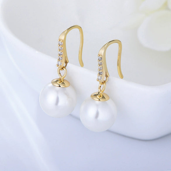 Women's 925 Silver Pearl Geometric Earrings Fashion Jewelry