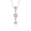 Women's 925 Silver Plum Blossom Pendant Necklace With Powder Diamond Geometric Design