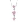Women's 925 Silver Plum Blossom Pendant Necklace With Powder Diamond Geometric Design