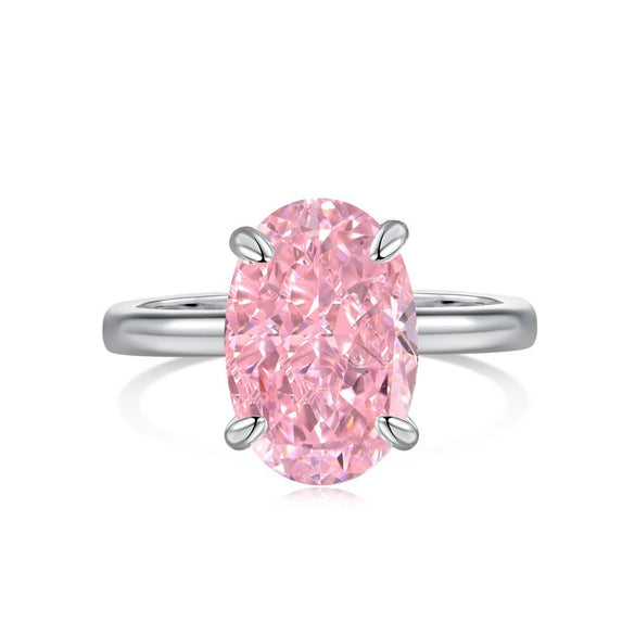 Women's Silver Ring Geometric Style Electroplating Oval Design