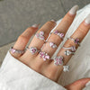 Women's 925 Silver Ring With Light Luxury Style And Geometric Design Powder Zirconium Inlay Electroplated