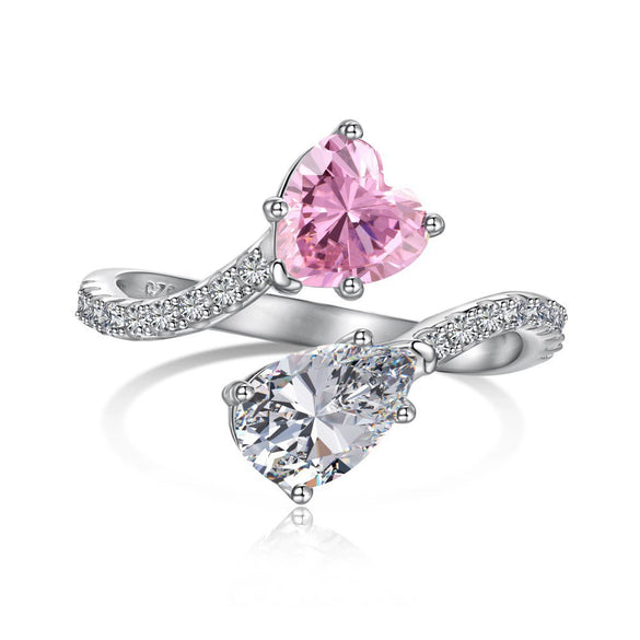 Women's 925 Silver Ring With Light Luxury Style And Geometric Design Powder Zirconium Inlay Electroplated