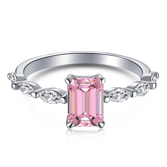 Women's 925 Silver Ring With Light Luxury Style And Geometric Design Powder Zirconium Inlay Electroplated