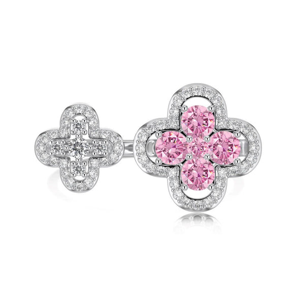 Women's 925 Silver Ring With Light Luxury Style And Geometric Design Powder Zirconium Inlay Electroplated
