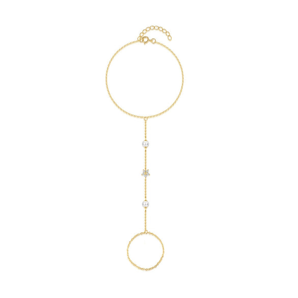 Women's Silver 925 Sterling Multilayer Stacked Fivepetal Flower And Pearl Bracelet With Diamondinlaid And Electroplating And Real Gold Plating Geometric Style